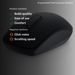 Dell WM118 Wireless Mouse, 1000DPI, 2.4 Ghz with USB Nano Receiver, Optical Tracking, 12-Months Battery Life, Plug and Play, Ambidextrous - Black